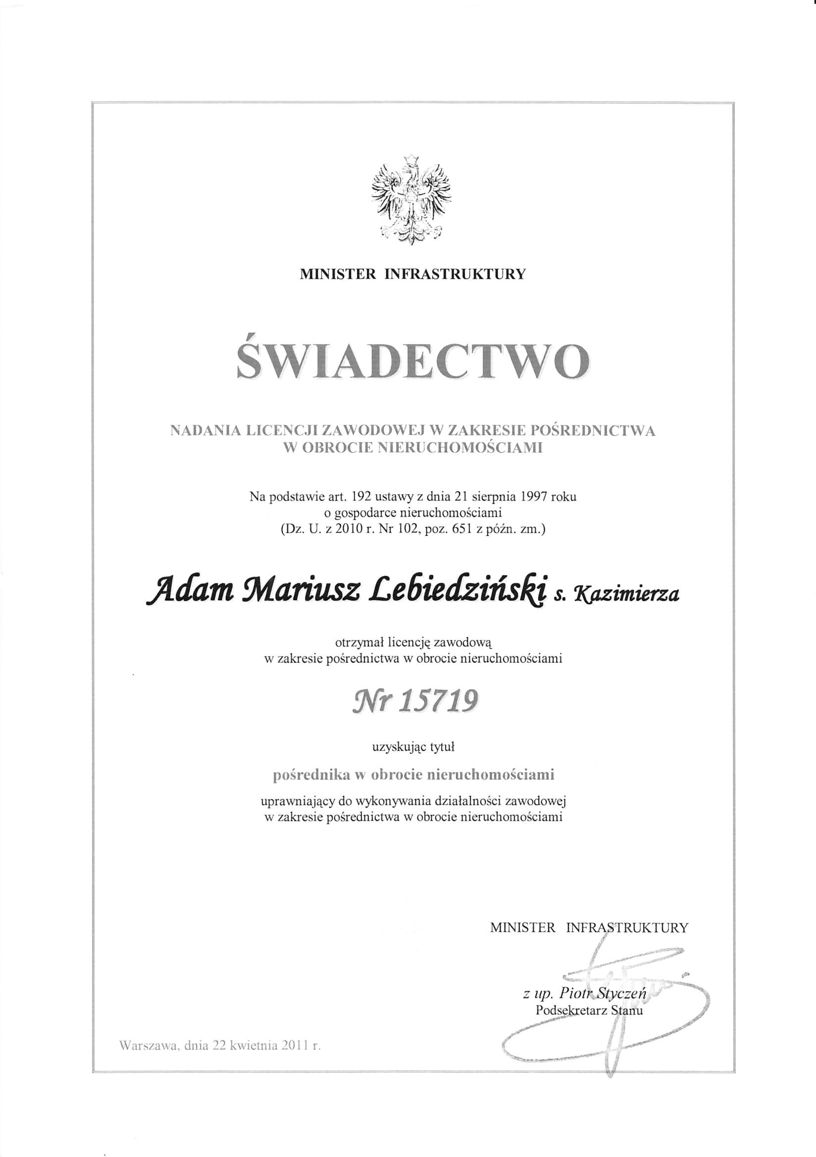 Licencja pośrednika nieruchomości