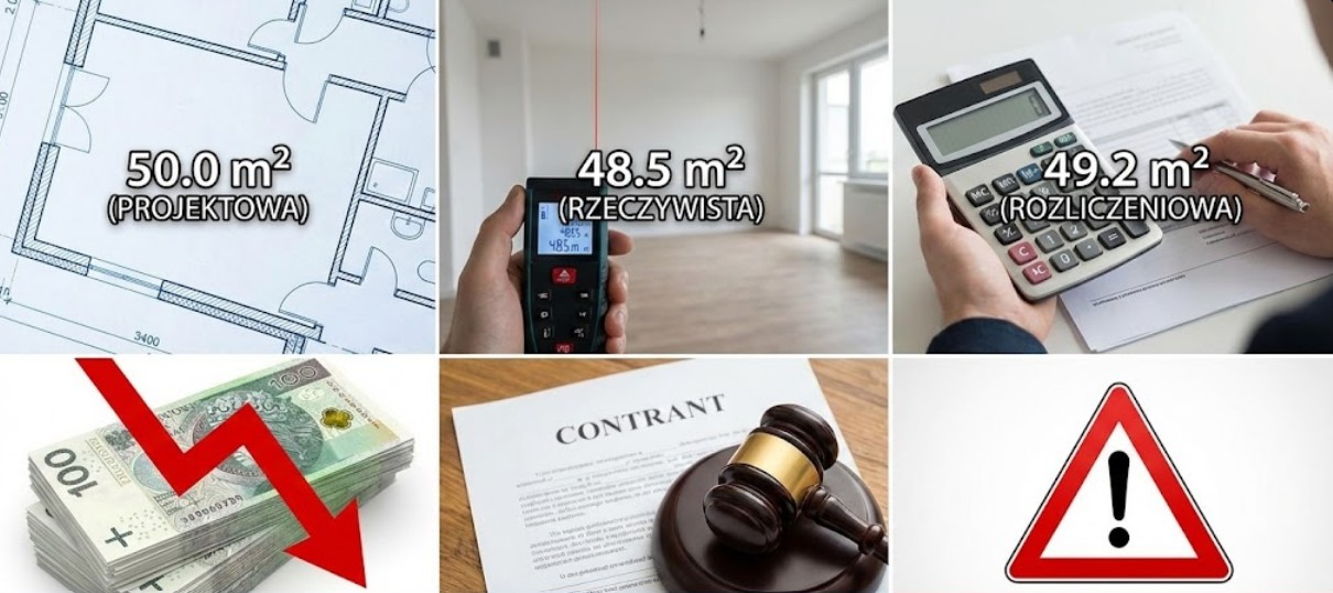 Różnice w powierzchni mieszkania projektowanej i rzeczywistej