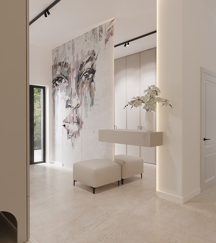 Salon, wizualizacja, dom Kraków