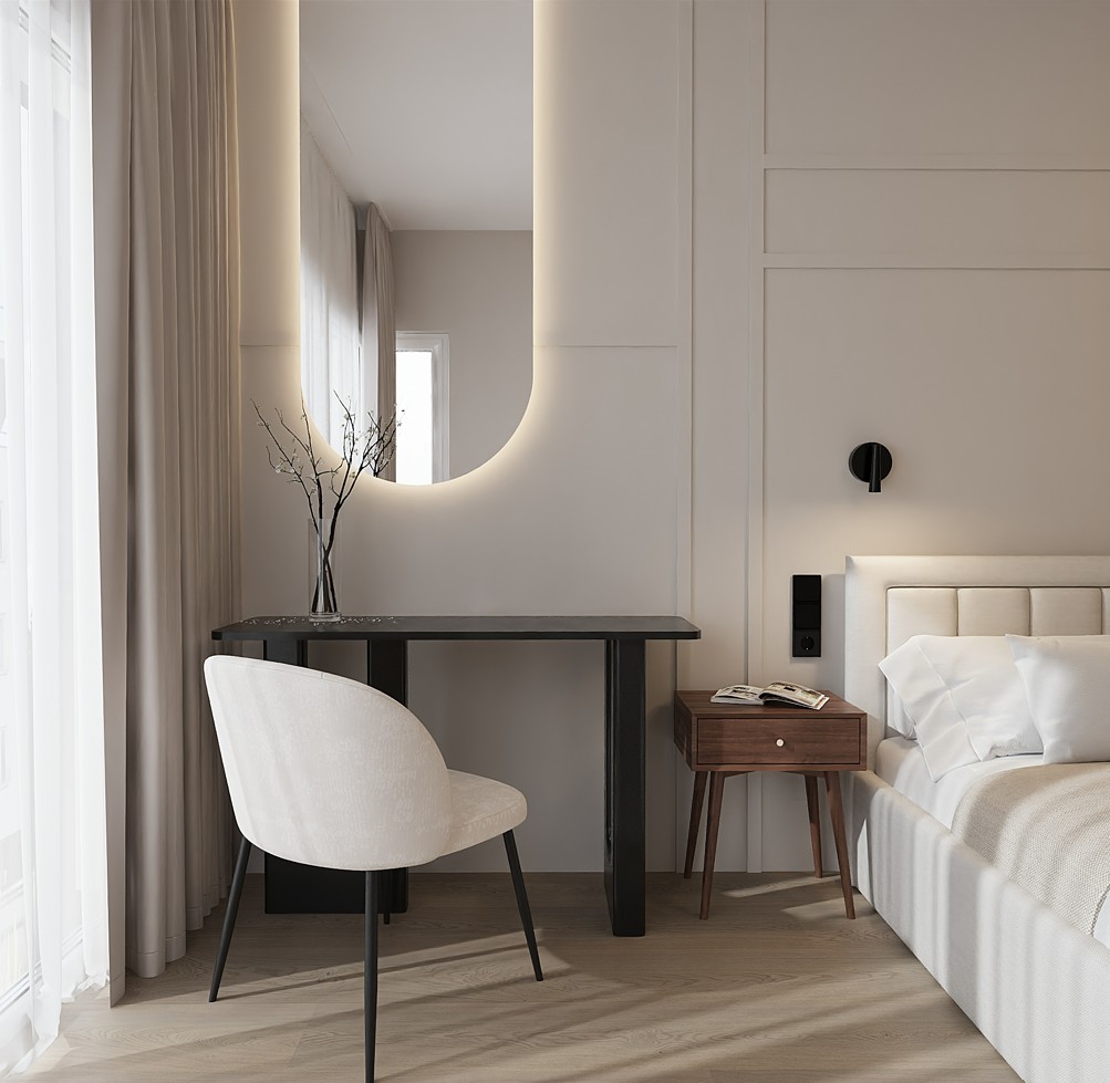 Sypialnia, wizualizacja, projekt Kraków