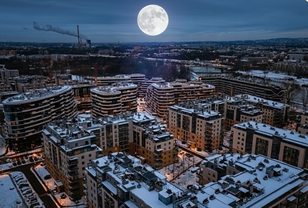 Widok na Wisłę i Złote Tarasy w Grzegórzkach