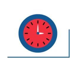 Grafika z niebiesko-czerwonym zegarem