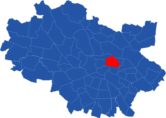 Mapa Wrocławia ze wskazaniem osiedla Ołbin